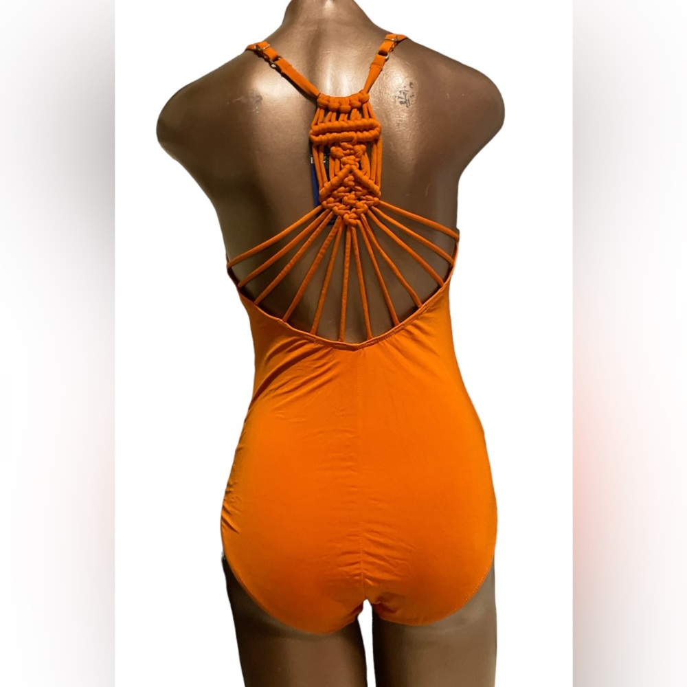 Shirred Halter Macrame One-Piece - Picture 5 of 7